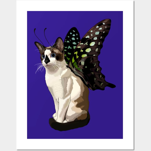 Seal Point Snowshoe Siamese Tailed Jay Flitter Kitty Wall Art by CarleahUnique